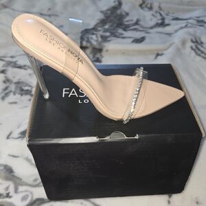 Fashion Nova Clear and Nude Heels